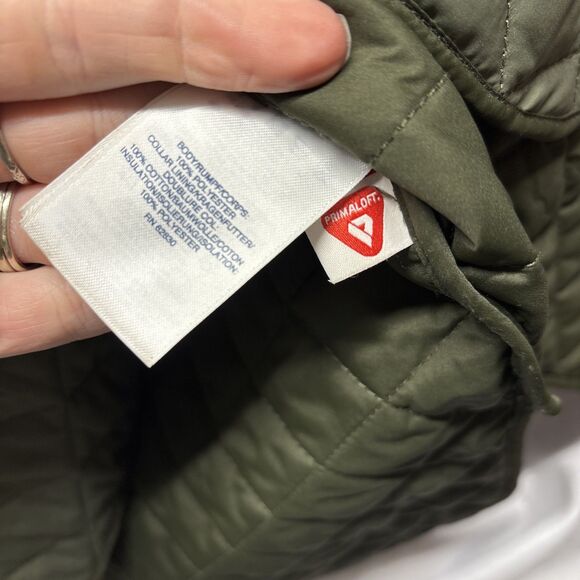 Lands' End Sz XL 18 Quilted Riding Jacket Green Primaloft Packable Coat Chore - Picture 5 of 6